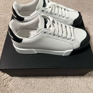 Dolce & Gabbana White Black Sneakers Sleek Minimalist Design